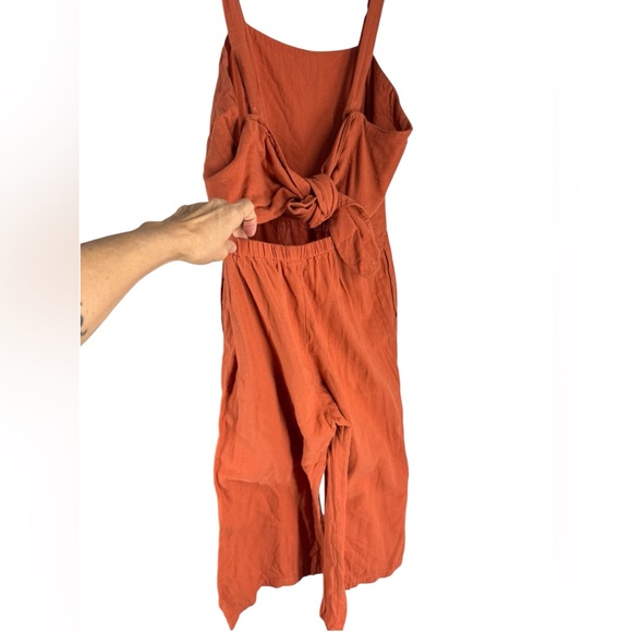 Women’s Kate Quinn organic cotton orange jumpsuit with tie back large - Picture 2 of 6